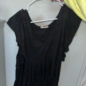 Altar'd State Black Ruffle Sleeve Top
